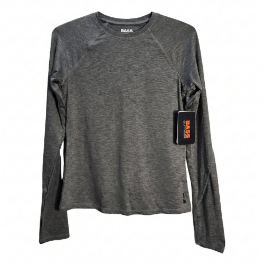 NWT | Bass Outdoor Heather Gray Long Sleeve Top | Thumbhole Sleeves | XS